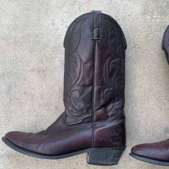 Laredo Black Cherry Burgandy Cowboy Boot Mens Size 11 D Leather Fox Vamp 6859 - Picture 3 of 16